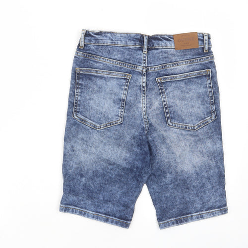 Outfit Boys Blue Cotton Bermuda Shorts Size 12 Years L9 in Regular Zip - Distressed, Pockets, Belt Loops
