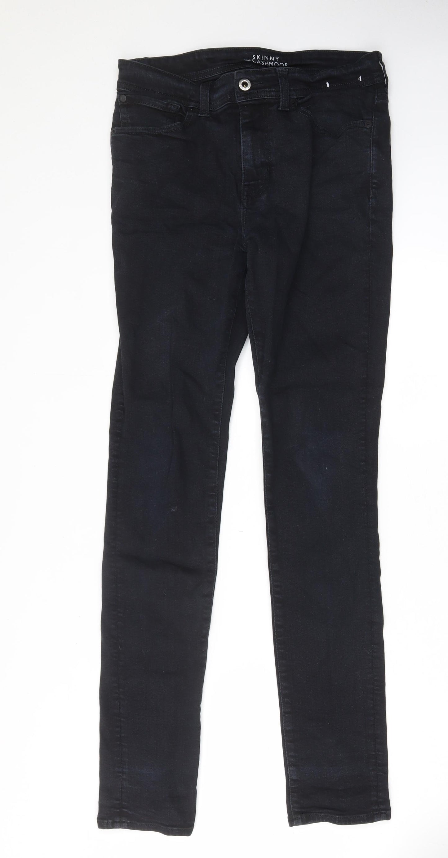 Jack Wills Mens Black Cotton Skinny Jeans Size 30 in L32 in Regular Zip - Pockets, Belt Loops, Logo