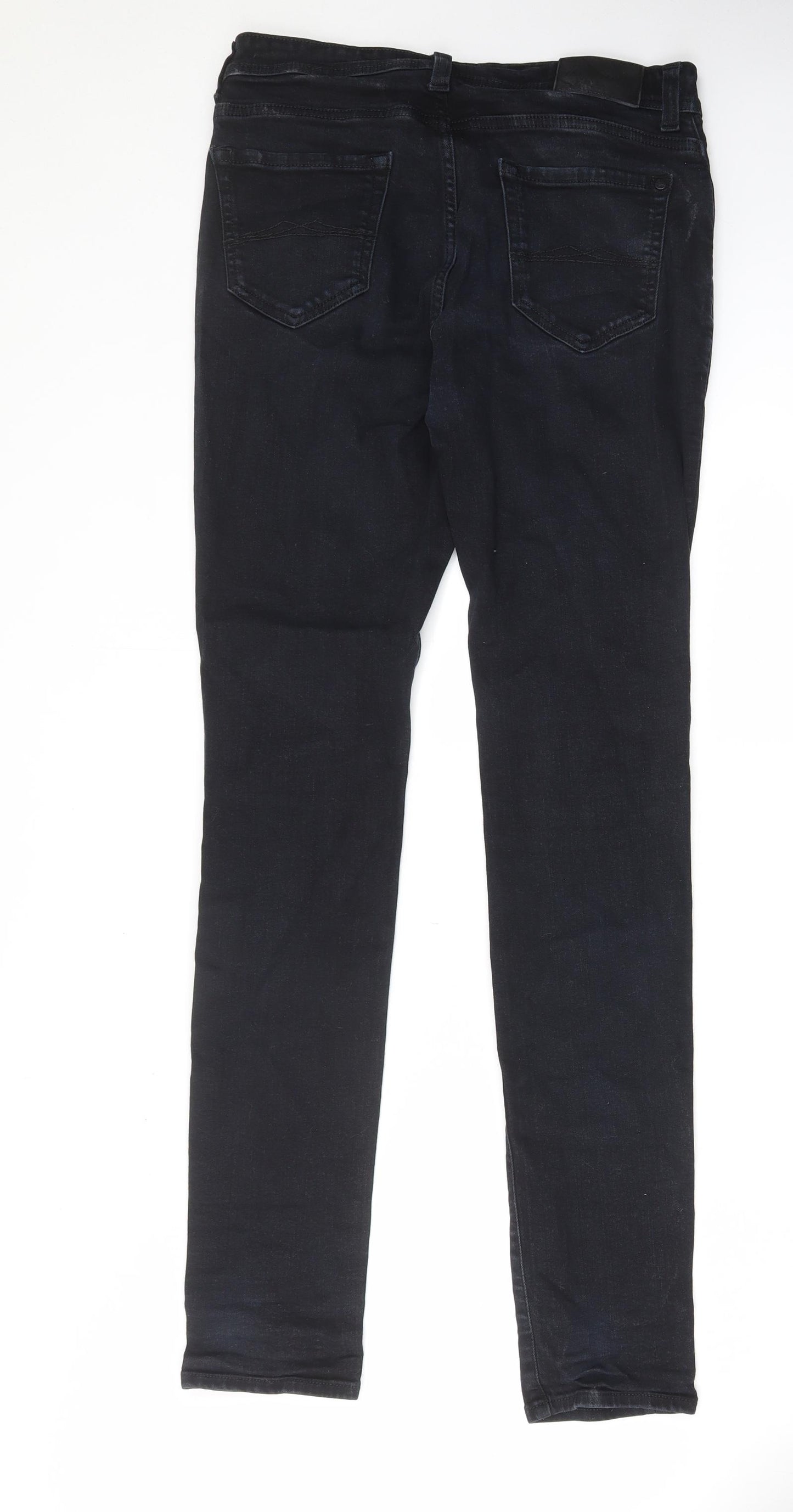 Jack Wills Mens Black Cotton Skinny Jeans Size 30 in L32 in Regular Zip - Pockets, Belt Loops, Logo