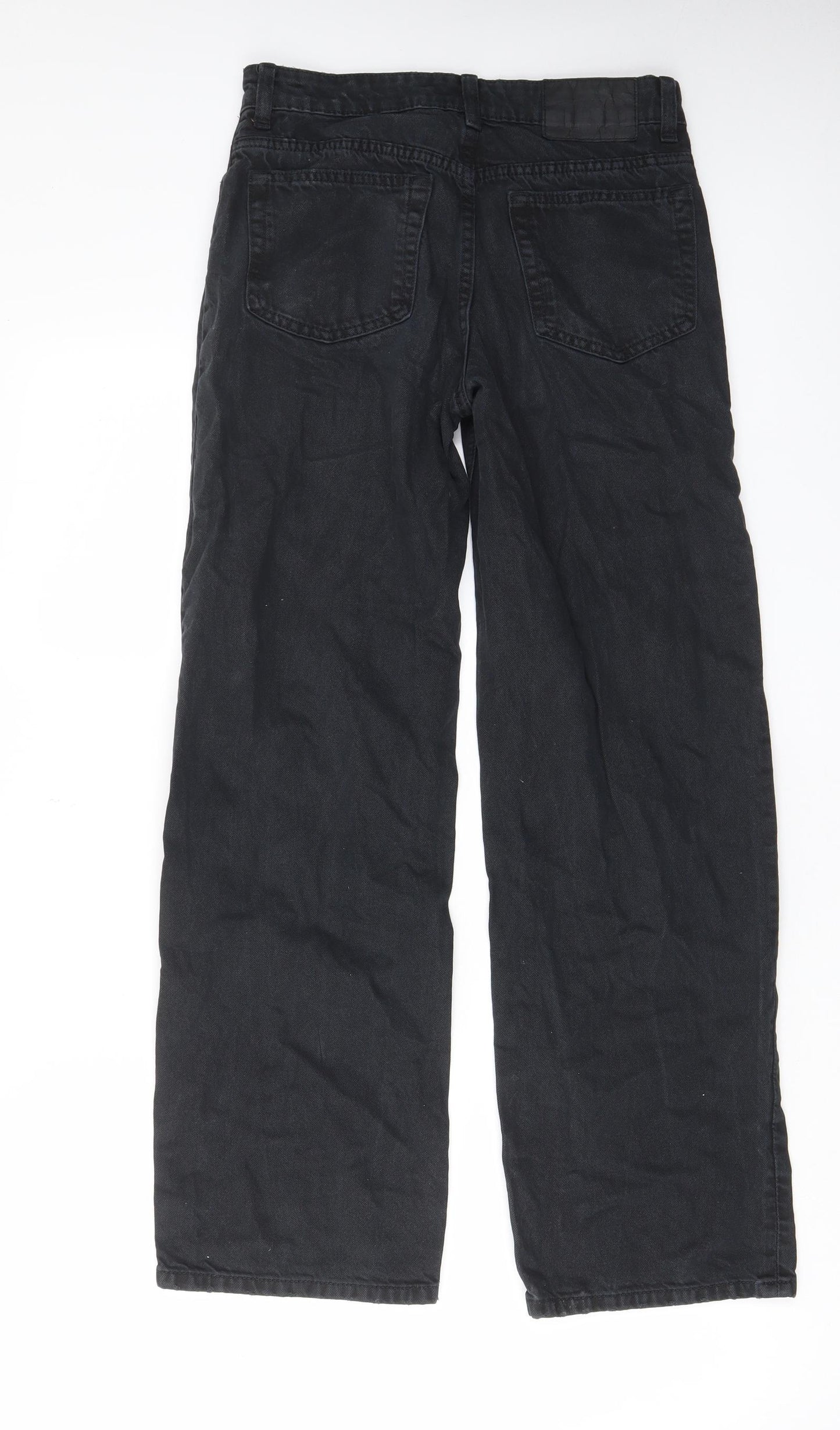H&M Womens Grey Cotton Wide-Leg Jeans Size 6 L29 in Regular Zip - Pockets, Belt Loops