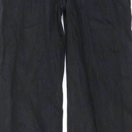 H&M Womens Grey Cotton Wide-Leg Jeans Size 6 L29 in Regular Zip - Pockets, Belt Loops