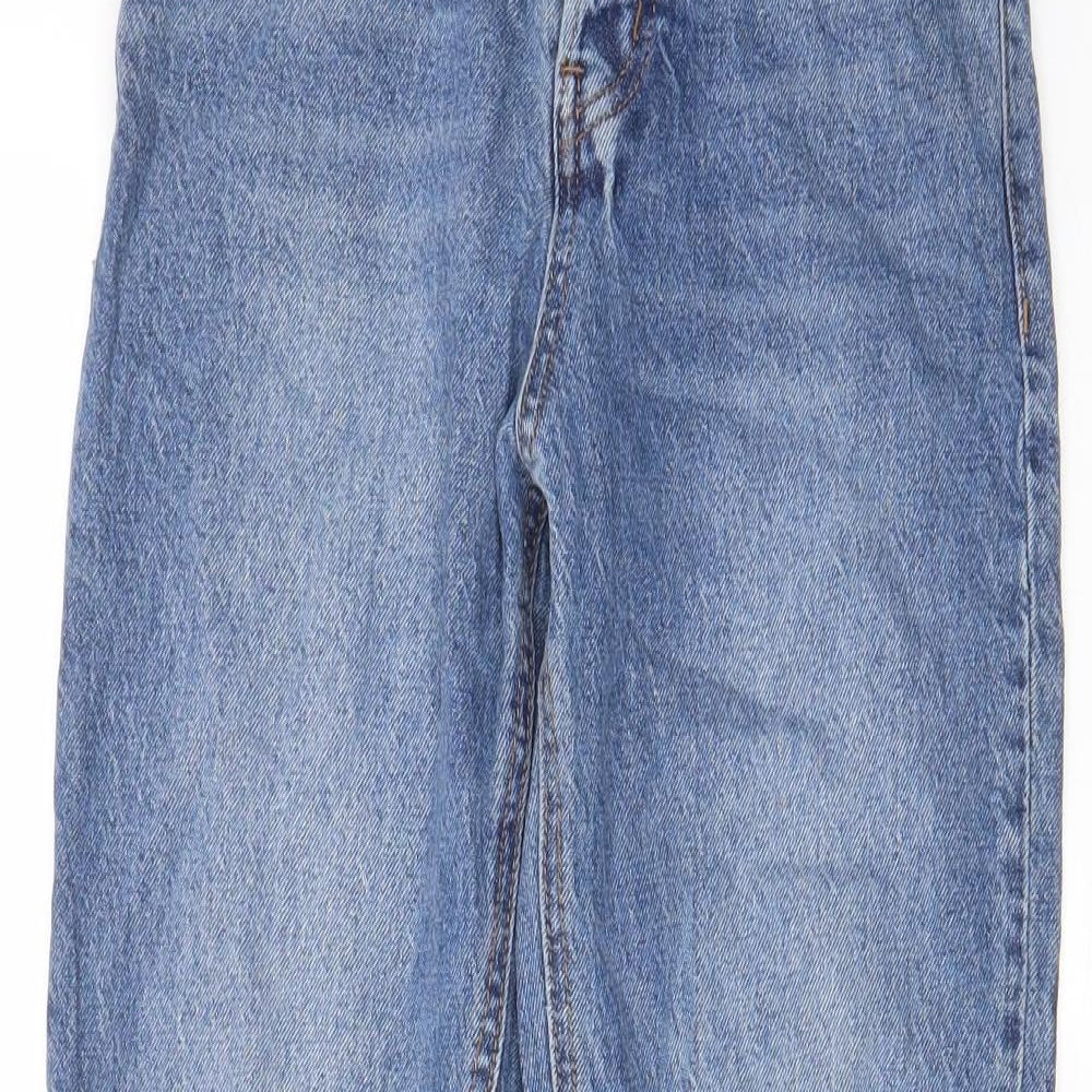 H&M Womens Blue Cotton Straight Jeans Size 6 L26 in Regular Zip - Pockets, Belt Loops