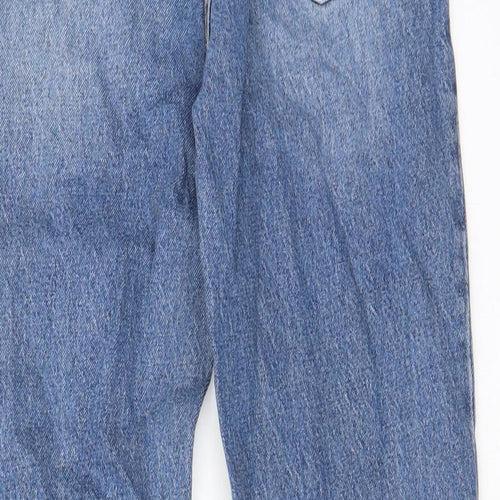H&M Womens Blue Cotton Straight Jeans Size 6 L26 in Regular Zip - Pockets, Belt Loops