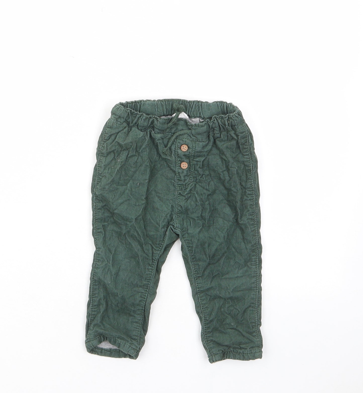 H&M Boys Green Cotton Capri Trousers Size 6-9 Months Drawstring