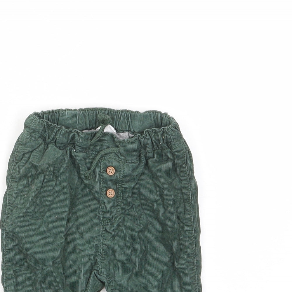 H&M Boys Green Cotton Capri Trousers Size 6-9 Months Drawstring