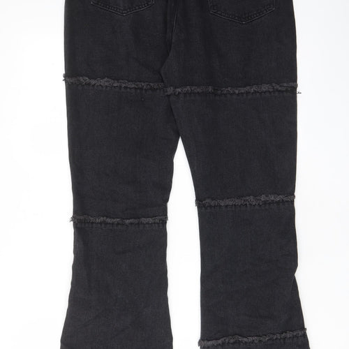 Nasty Gal Womens Black Cotton Bootcut Jeans Size 14 L32 in Regular Zip - Pockets, Belt Loops