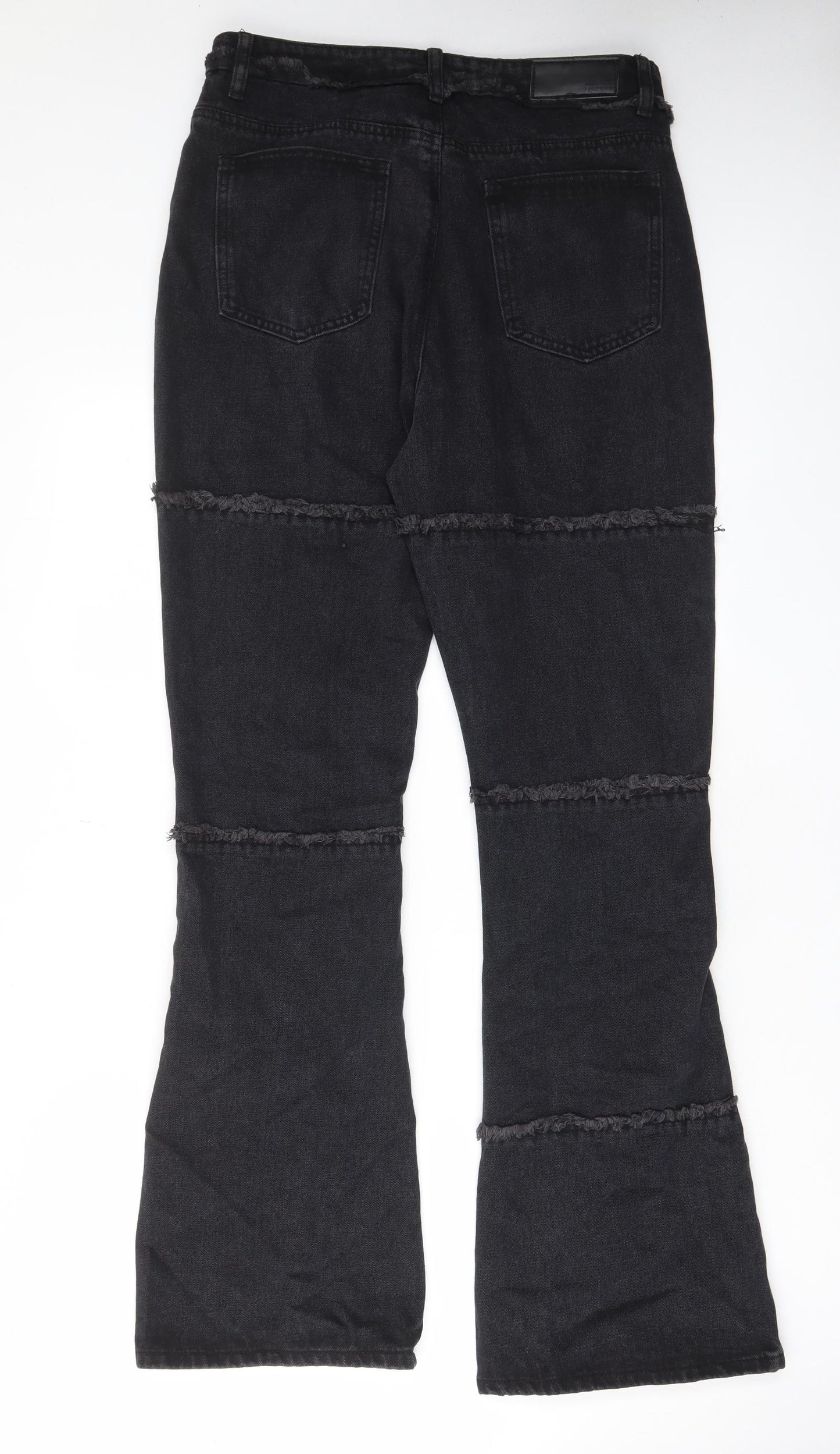 Nasty Gal Womens Black Cotton Bootcut Jeans Size 14 L32 in Regular Zip - Pockets, Belt Loops