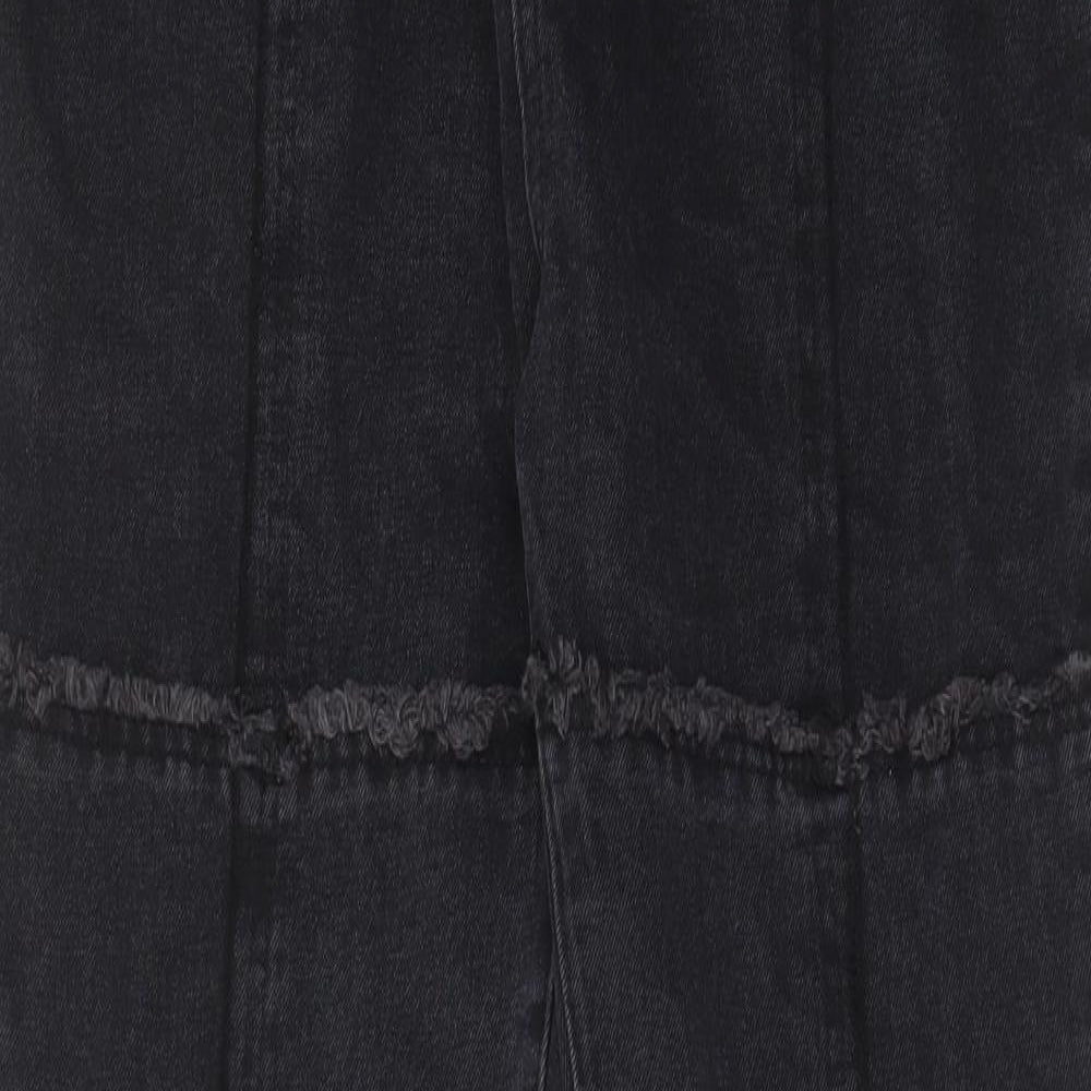 Nasty Gal Womens Black Cotton Bootcut Jeans Size 14 L32 in Regular Zip - Pockets, Belt Loops