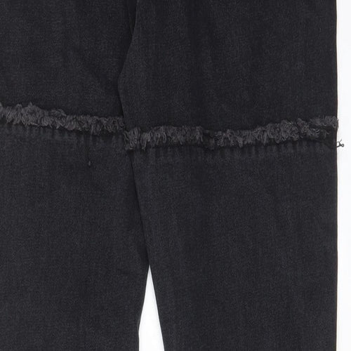 Nasty Gal Womens Black Cotton Bootcut Jeans Size 14 L32 in Regular Zip - Pockets, Belt Loops