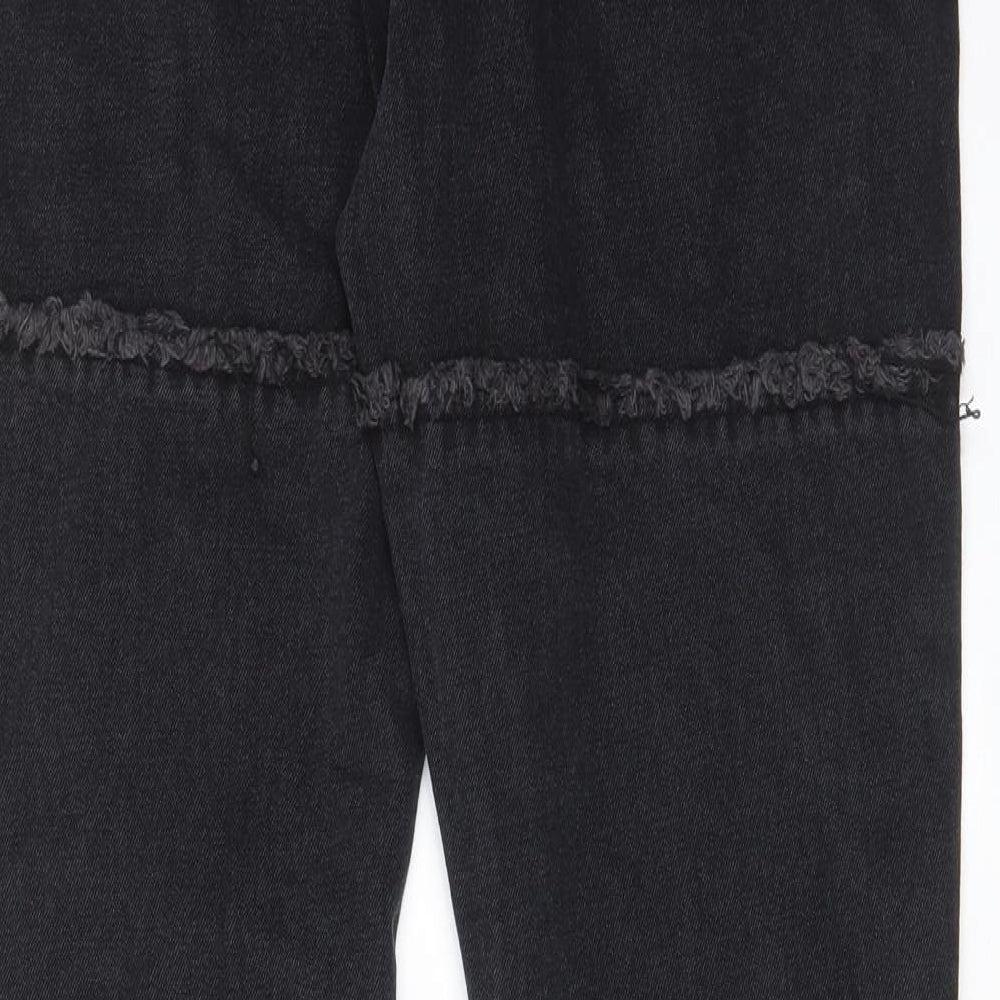 Nasty Gal Womens Black Cotton Bootcut Jeans Size 14 L32 in Regular Zip - Pockets, Belt Loops
