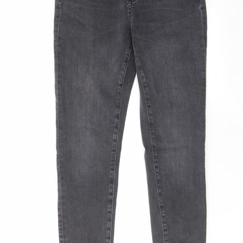 Superdry Womens Grey Cotton Skinny Jeans Size 30 in L30 in Regular Zip - Raw hem, Pockets, Logo
