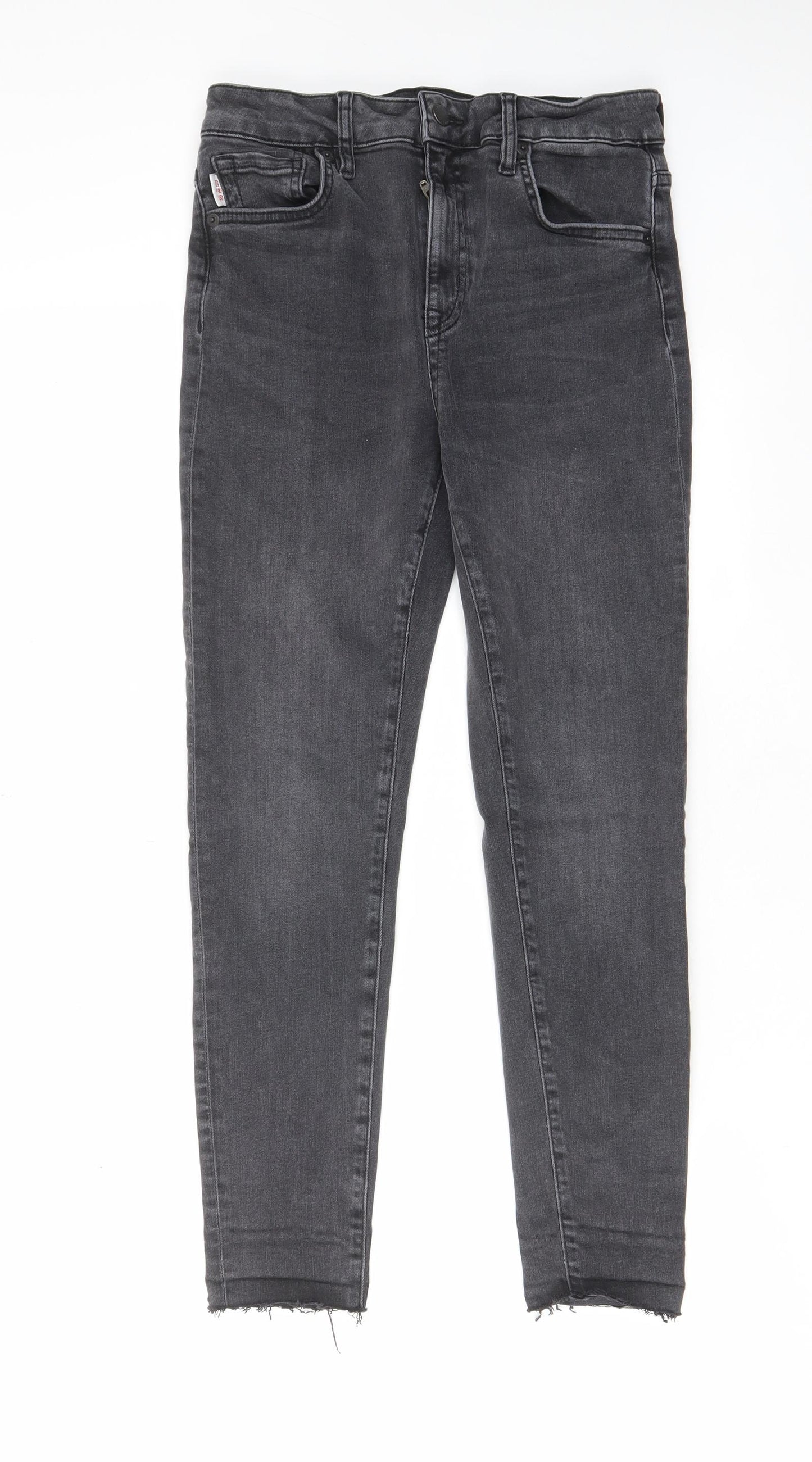 Superdry Womens Grey Cotton Skinny Jeans Size 30 in L30 in Regular Zip - Raw hem, Pockets, Logo
