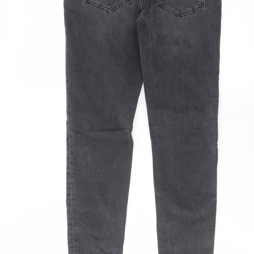 Superdry Womens Grey Cotton Skinny Jeans Size 30 in L30 in Regular Zip - Raw hem, Pockets, Logo