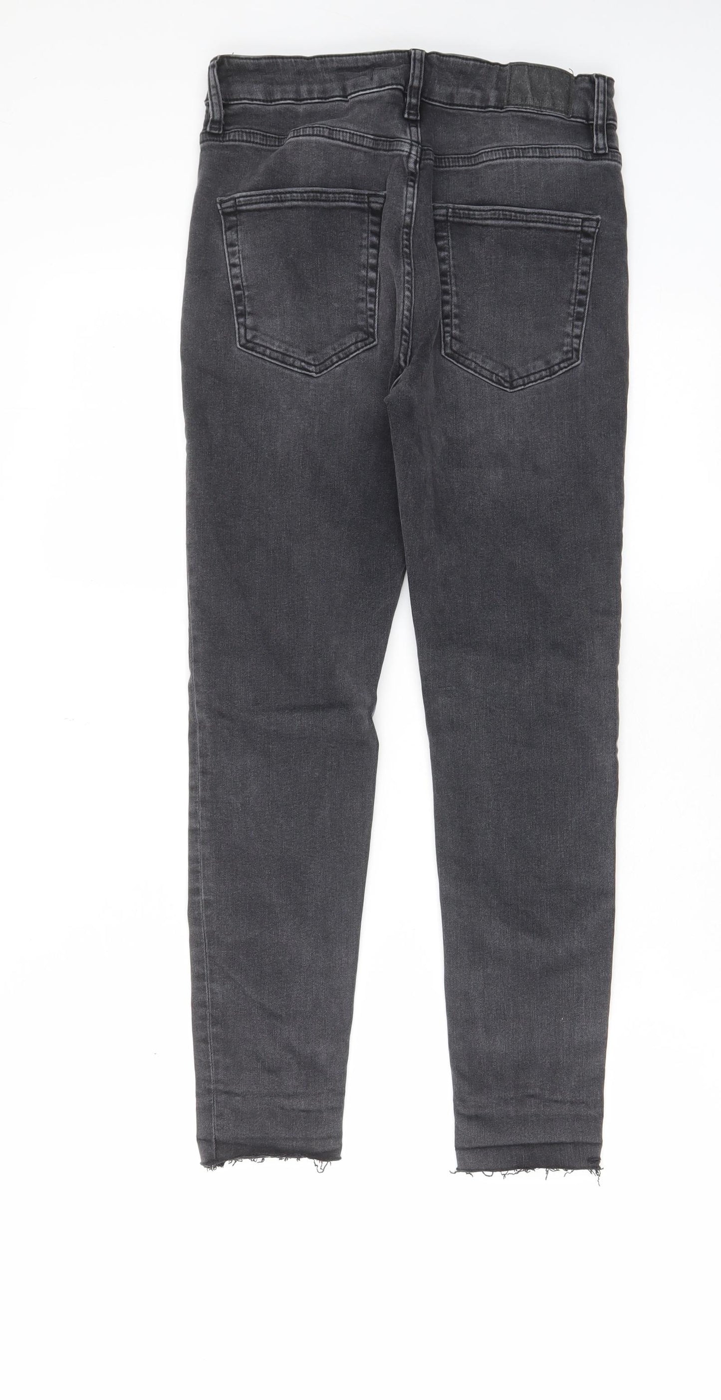 Superdry Womens Grey Cotton Skinny Jeans Size 30 in L30 in Regular Zip - Raw hem, Pockets, Logo