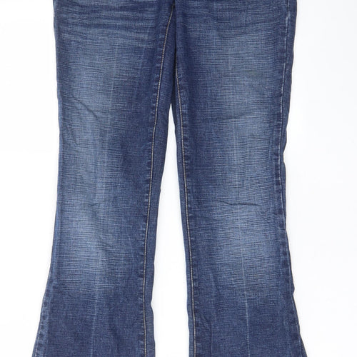 Karen Millen Womens Blue Cotton Bootcut Jeans Size 10 L32 in Regular Zip - Pockets, Belt Loops, Logo