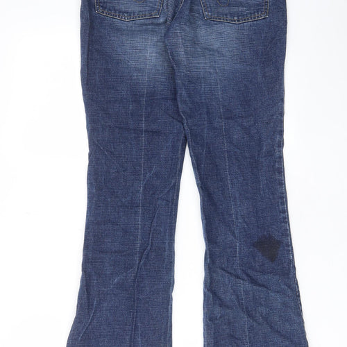 Karen Millen Womens Blue Cotton Bootcut Jeans Size 10 L32 in Regular Zip - Pockets, Belt Loops, Logo