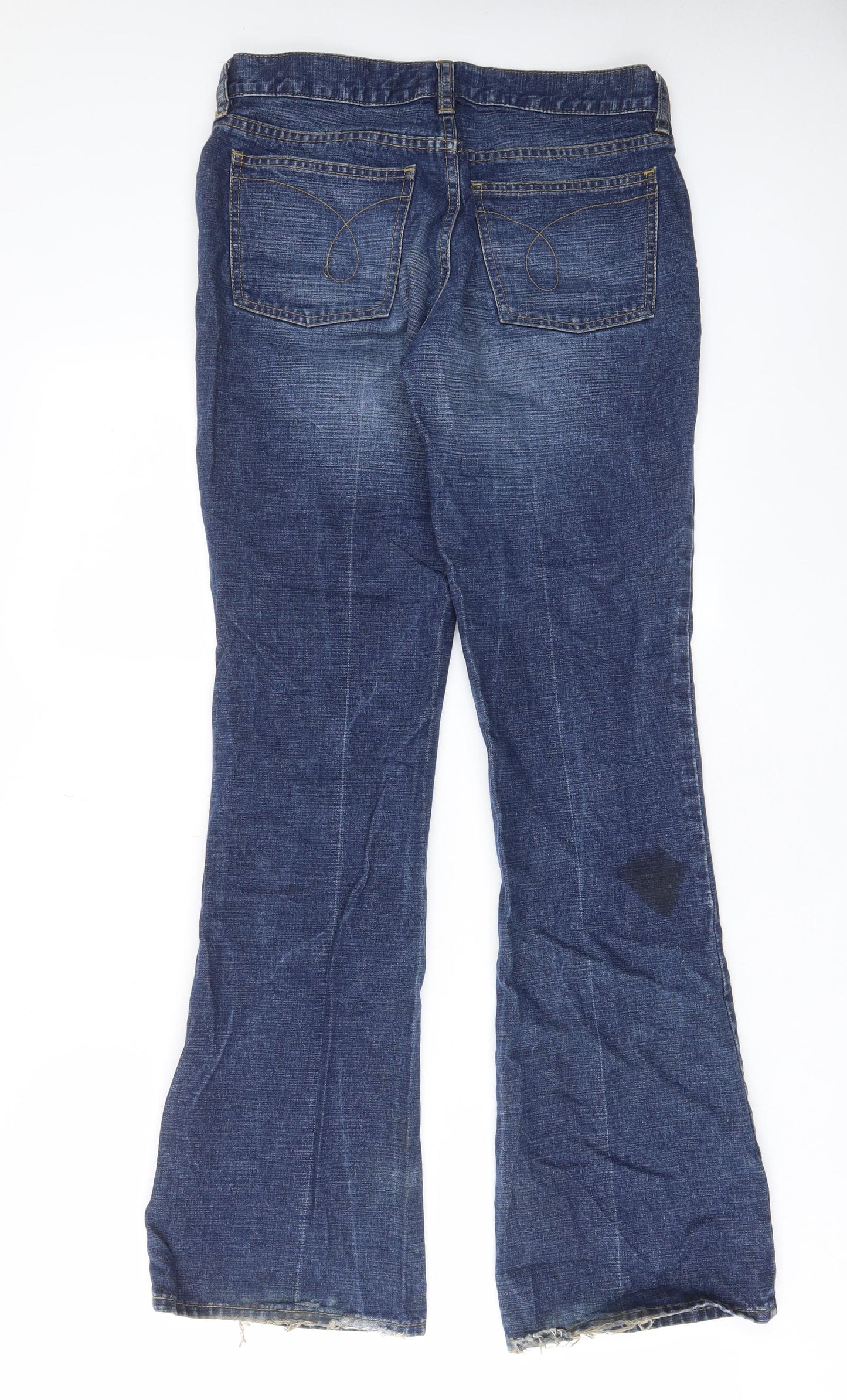 Karen Millen Womens Blue Cotton Bootcut Jeans Size 10 L32 in Regular Zip - Pockets, Belt Loops, Logo