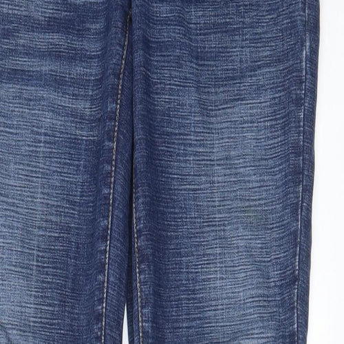 Karen Millen Womens Blue Cotton Bootcut Jeans Size 10 L32 in Regular Zip - Pockets, Belt Loops, Logo