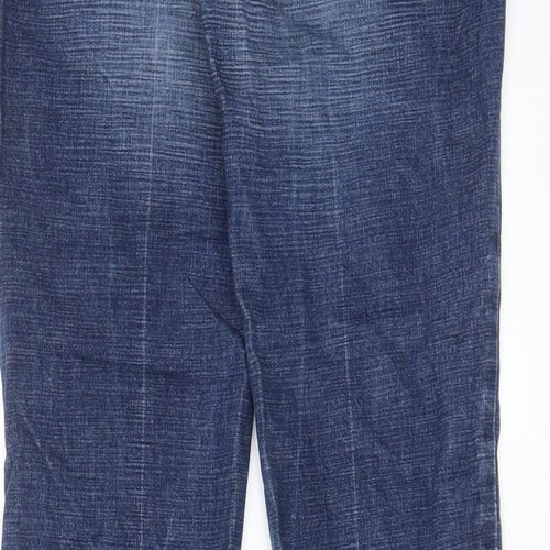 Karen Millen Womens Blue Cotton Bootcut Jeans Size 10 L32 in Regular Zip - Pockets, Belt Loops, Logo