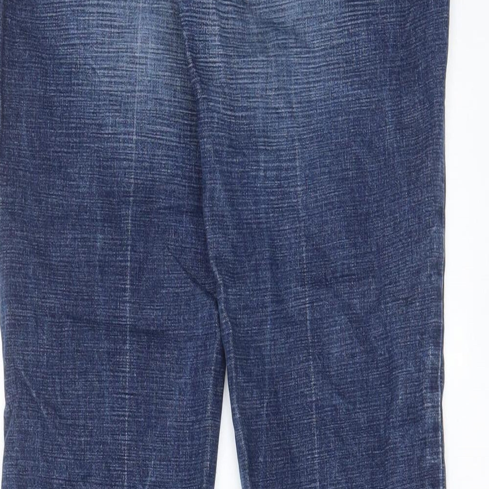 Karen Millen Womens Blue Cotton Bootcut Jeans Size 10 L32 in Regular Zip - Pockets, Belt Loops, Logo