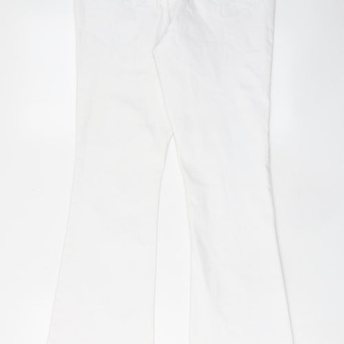 George Womens White Cotton Bootcut Jeans Size 14 L30 in Regular Zip - Pockets, Belt Loops