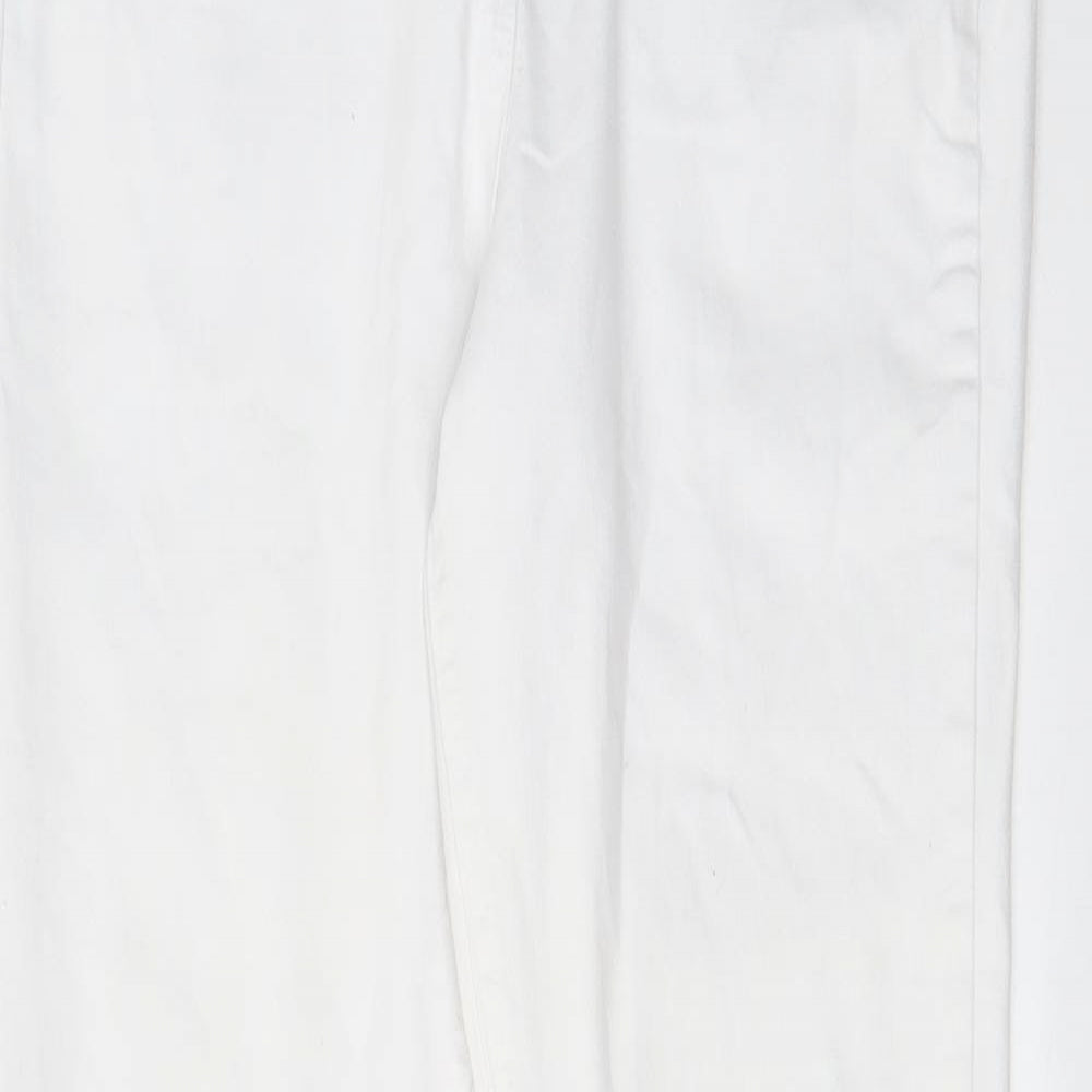 George Womens White Cotton Bootcut Jeans Size 14 L30 in Regular Zip - Pockets, Belt Loops