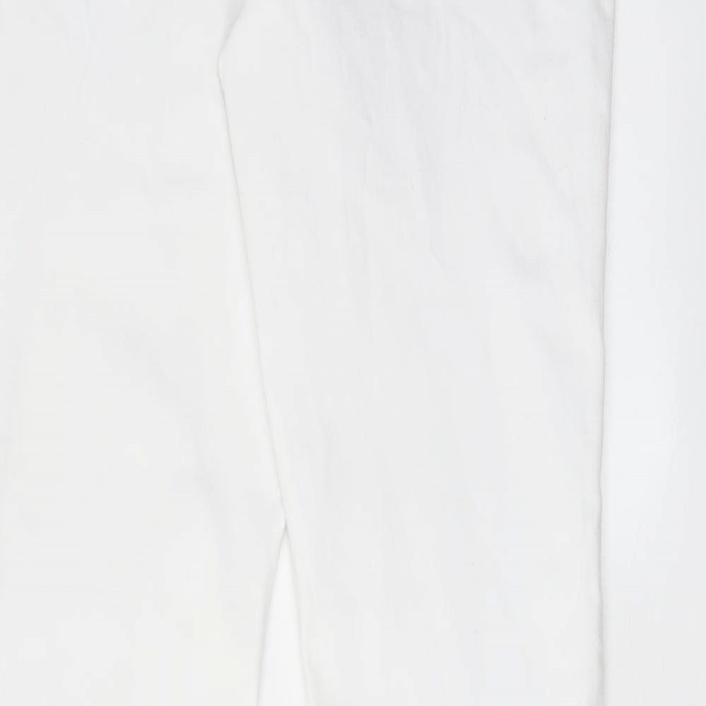 George Womens White Cotton Bootcut Jeans Size 14 L30 in Regular Zip - Pockets, Belt Loops