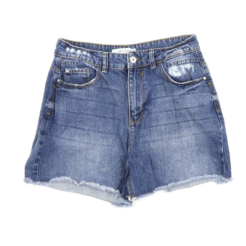 JDY Womens Blue 100% Cotton Cut-Off Shorts Size 10 L4 in Regular Zip