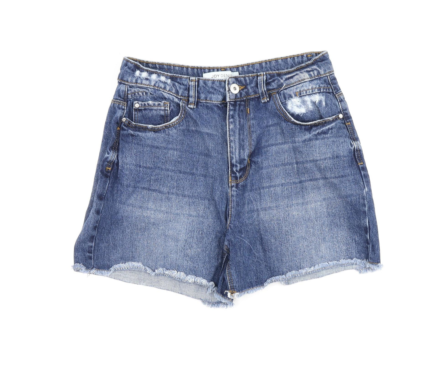 JDY Womens Blue 100% Cotton Cut-Off Shorts Size 10 L4 in Regular Zip