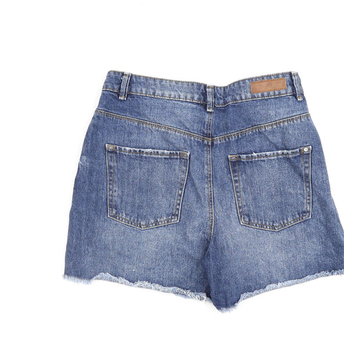 JDY Womens Blue 100% Cotton Cut-Off Shorts Size 10 L4 in Regular Zip