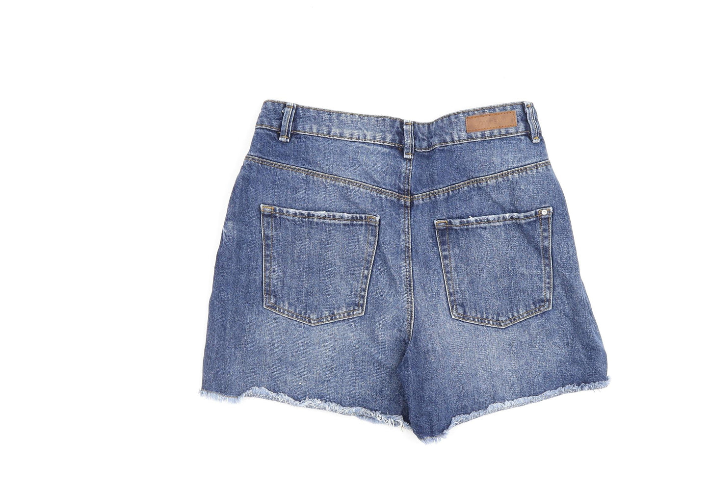 JDY Womens Blue 100% Cotton Cut-Off Shorts Size 10 L4 in Regular Zip