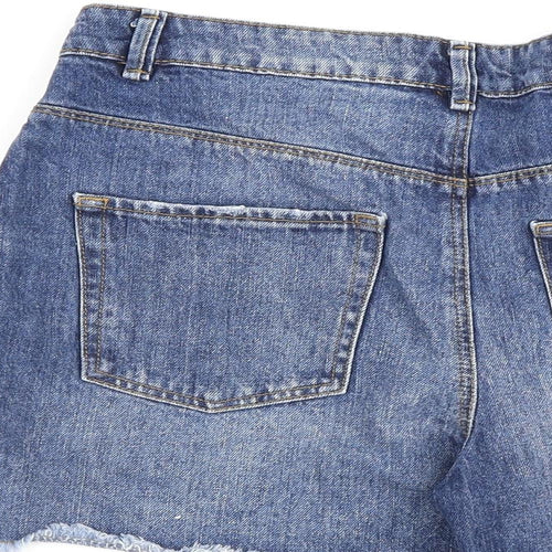 JDY Womens Blue 100% Cotton Cut-Off Shorts Size 10 L4 in Regular Zip