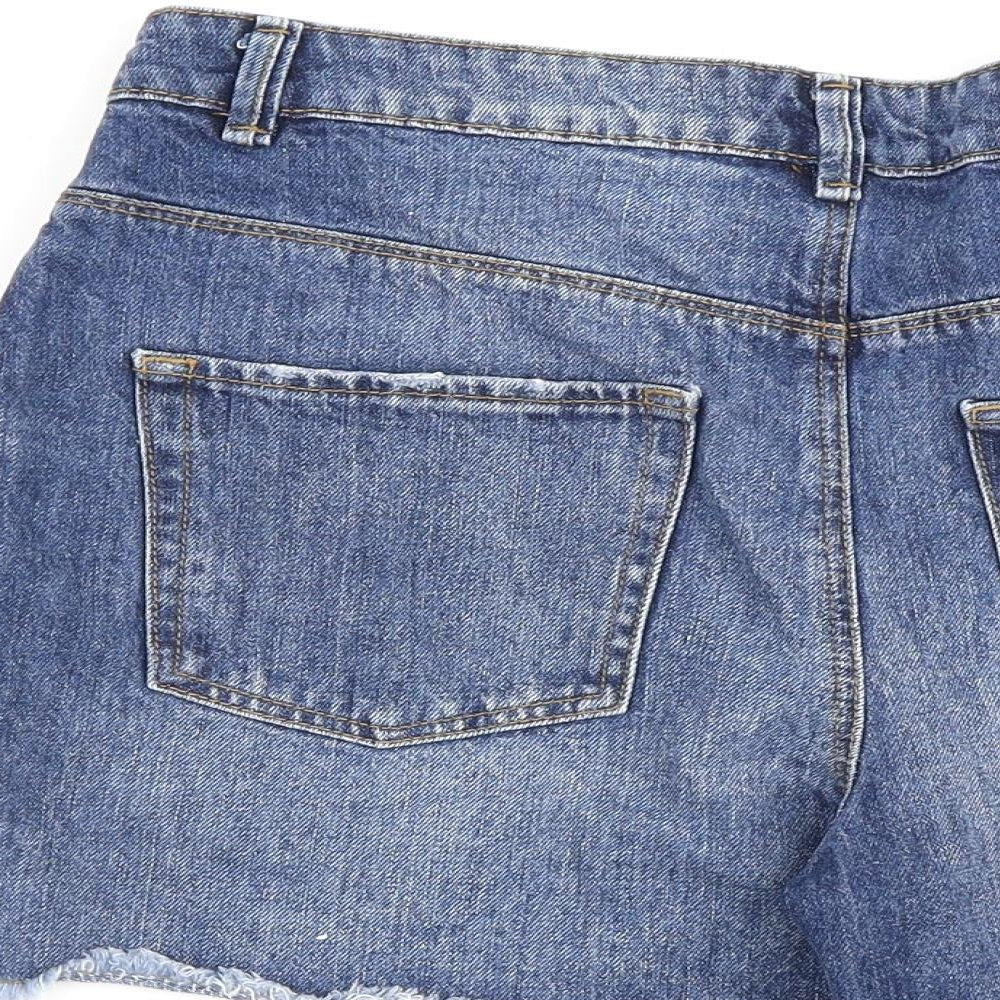 JDY Womens Blue 100% Cotton Cut-Off Shorts Size 10 L4 in Regular Zip