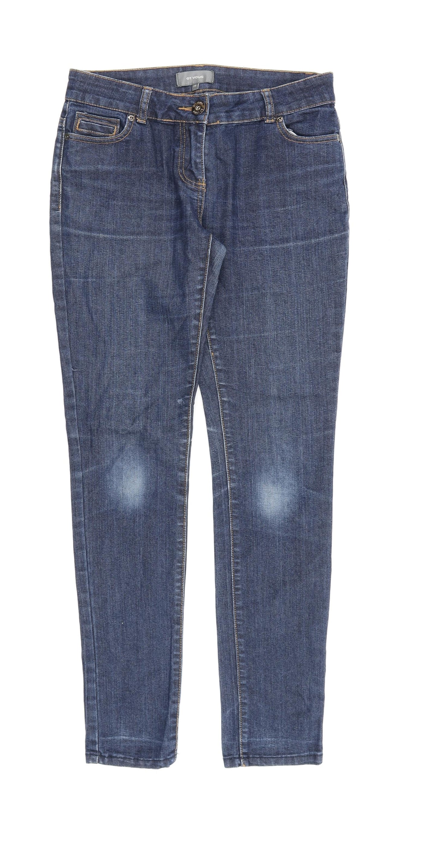 Et Vous Womens Blue Cotton Straight Jeans Size 10 L30 in Regular Zip