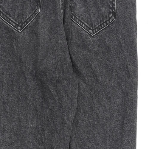 Pull&Bear Womens Grey Cotton Mom Jeans Size 14 L28 in Regular Zip