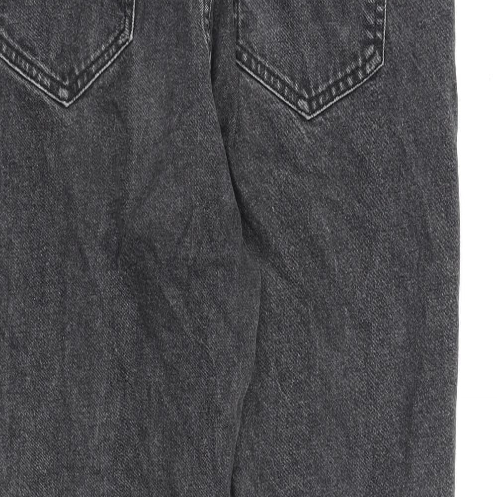 Pull&Bear Womens Grey Cotton Mom Jeans Size 14 L28 in Regular Zip