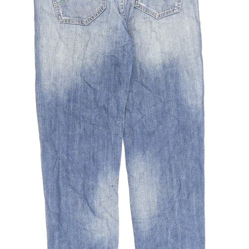 Johnnie B Mens Blue Cotton Straight Jeans Size 30 in L28 in Regular Zip