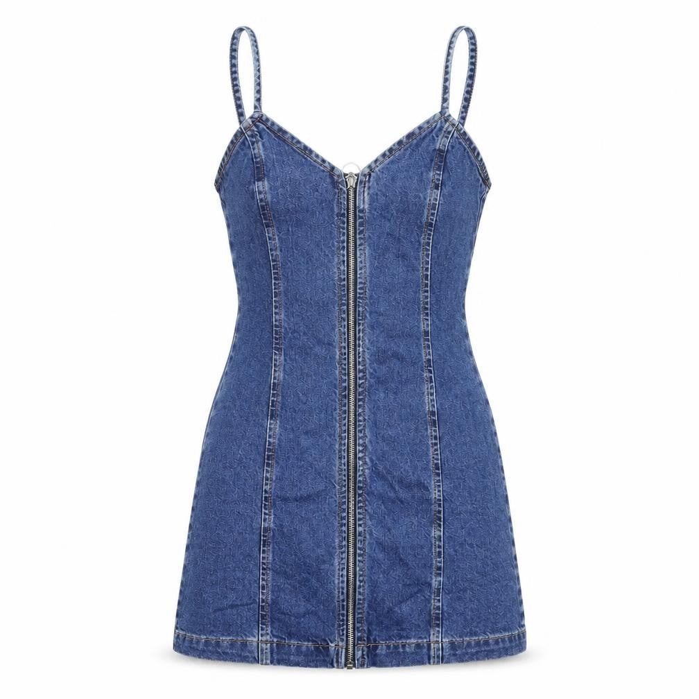 Topshop Womens Blue 100% Silk A-Line Size 6 Scoop Neck Zip