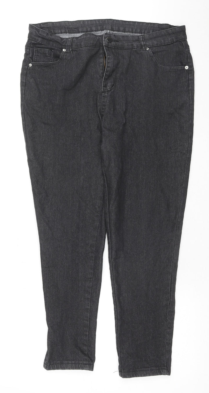 Jeans Womens Black Cotton Skinny Jeans Size XL L26 in Regular Zip