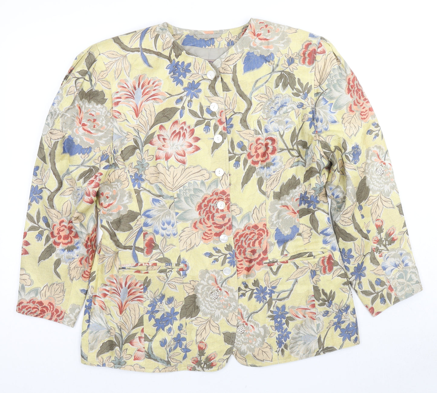 Bogner Womens Multicoloured Floral Jacket Blazer Size 16 Button