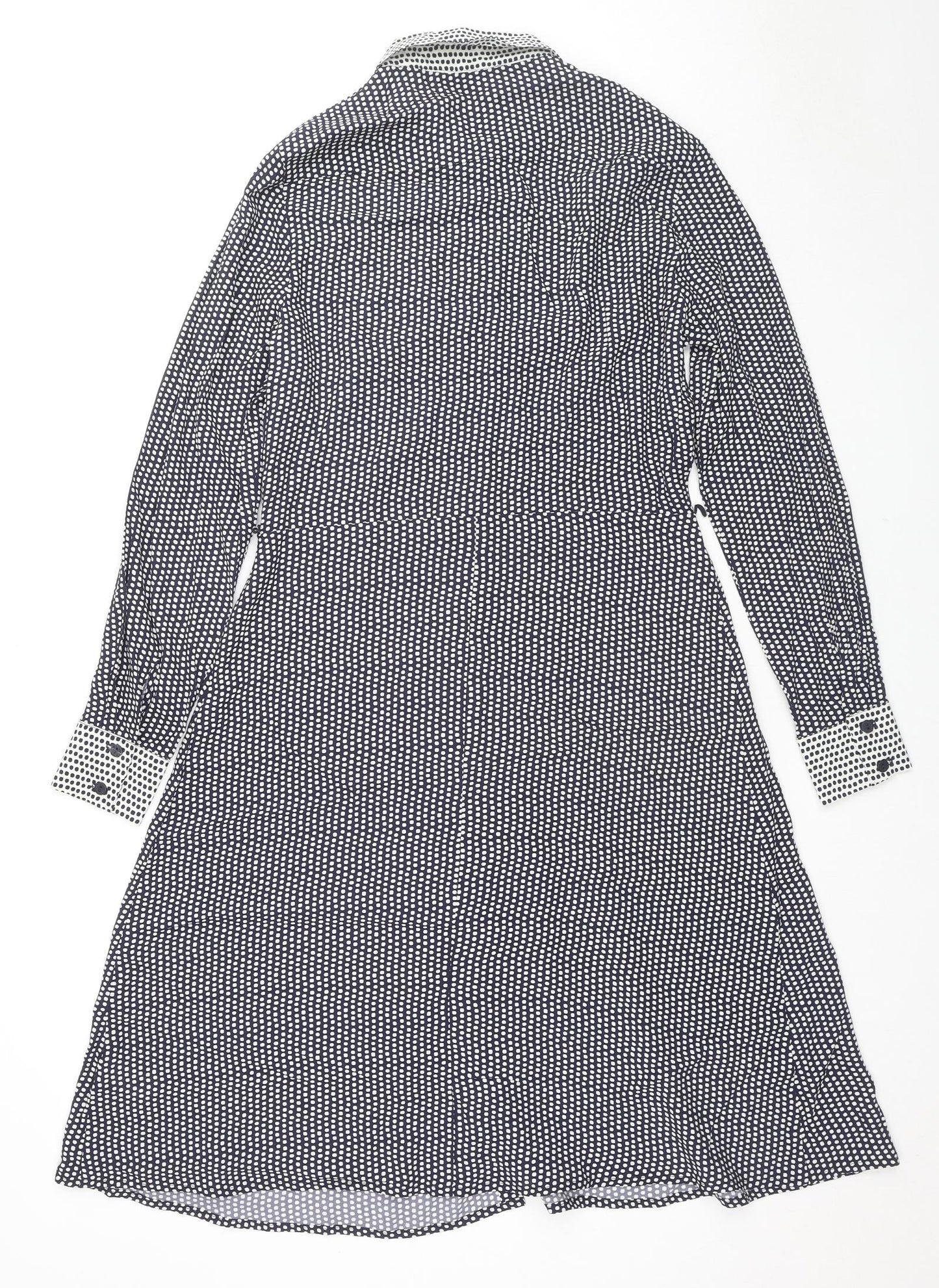 Libby Womens Blue Polka Dot Rayon Shirt Dress Size 10 Collared Button