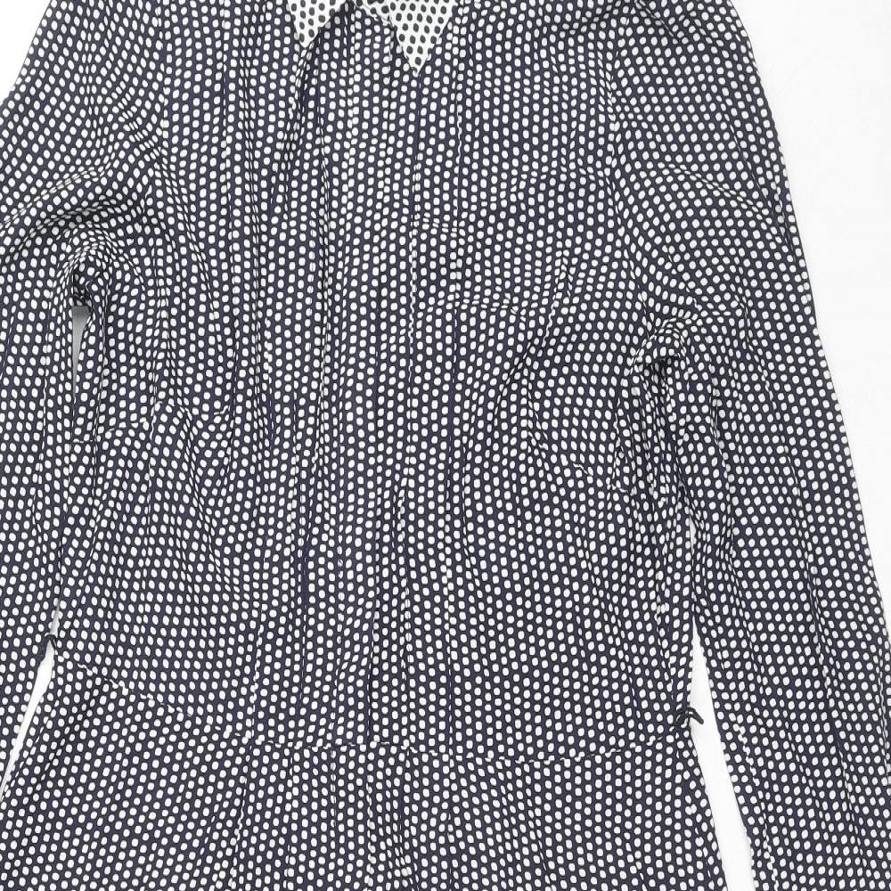 Libby Womens Blue Polka Dot Rayon Shirt Dress Size 10 Collared Button