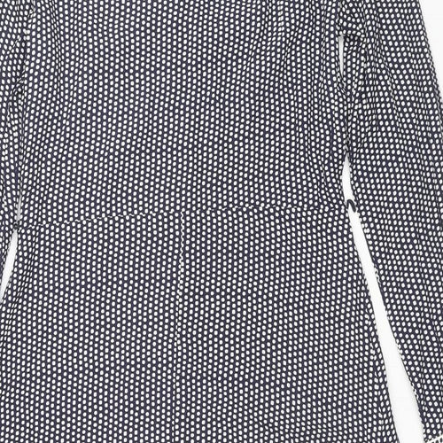 Libby Womens Blue Polka Dot Rayon Shirt Dress Size 10 Collared Button