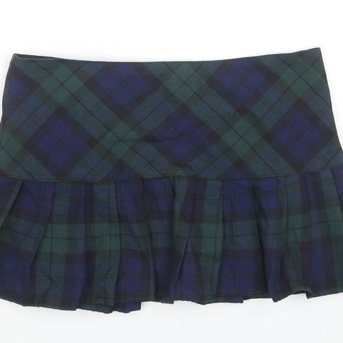 Hell Bunny Womens Multicoloured Check Polyester Mini Skirt Size S Button