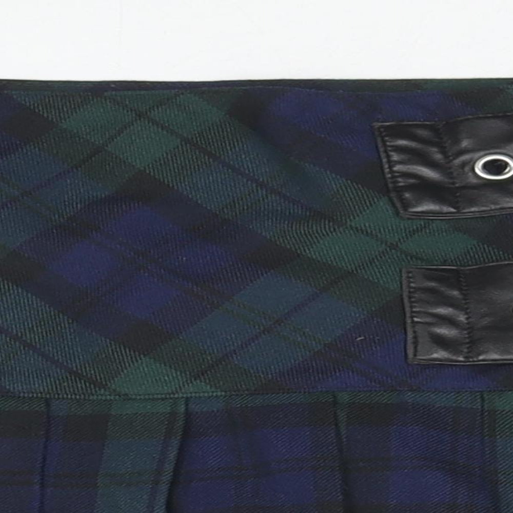 Hell Bunny Womens Multicoloured Check Polyester Mini Skirt Size S Button