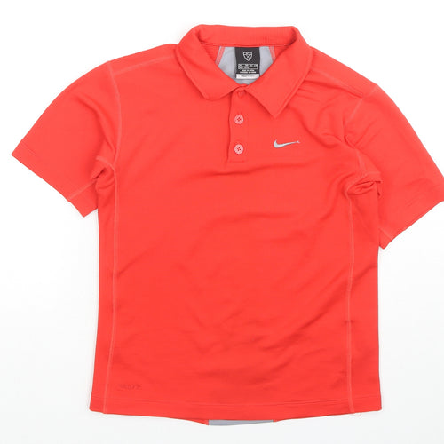 Nike Boys Red Polyester Basic Polo Size 9-10 Years Collared Pullover