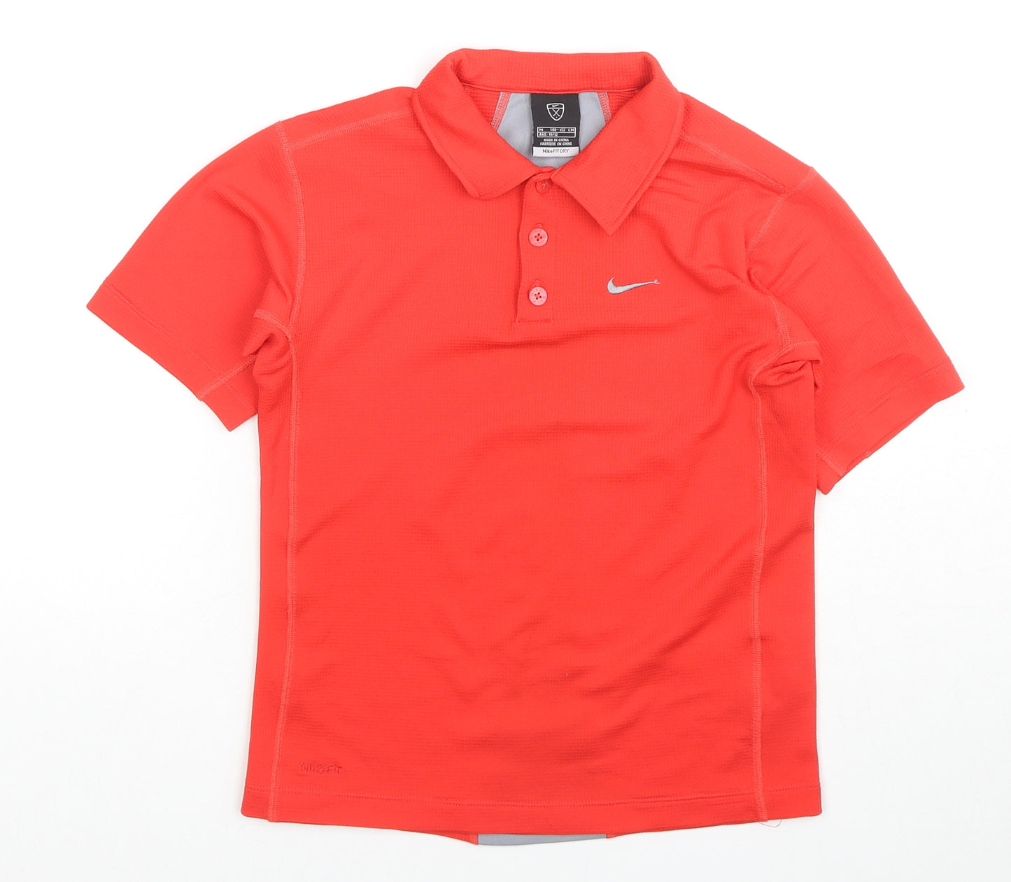 Nike Boys Red Polyester Basic Polo Size 9-10 Years Collared Pullover