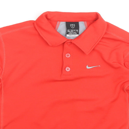 Nike Boys Red Polyester Basic Polo Size 9-10 Years Collared Pullover