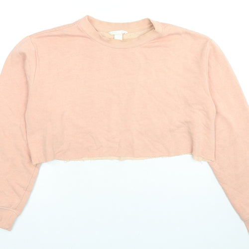 H&M Womens Beige Cotton Pullover Sweatshirt Size S Pullover - Cropped