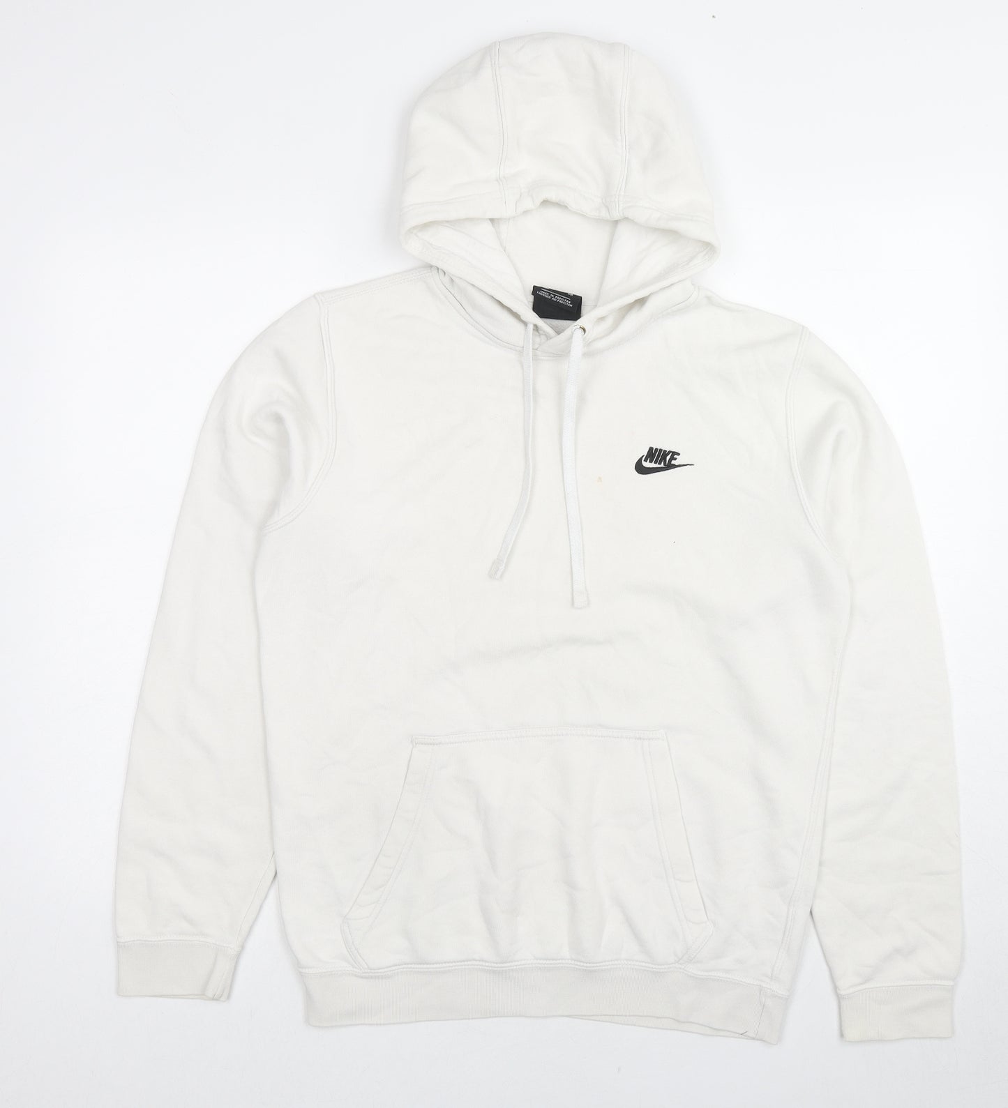 Nike Mens White Cotton Pullover Hoodie Size S - Logo